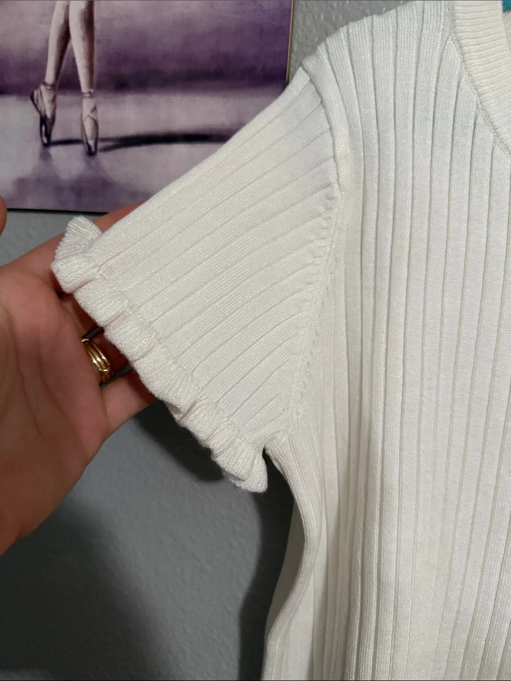 H&M knit ribbed top sweater 8/10 years girls new white ecru